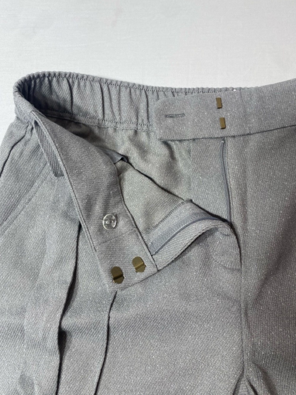 LOFT Gray Tie Waist Ankle Pants 10 NWT High Rise Office Quiet Luxury - Picture 4 of 10
